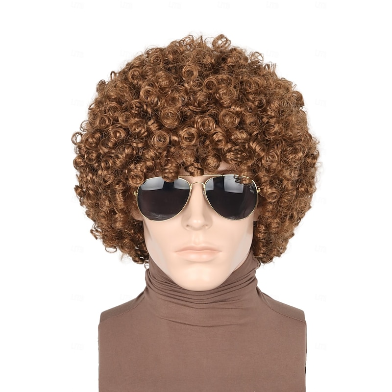 70s 80s Afro Wig Short Curly Wig for Men Women Halloween Disco Rock Wig Hippie Costume Wig For Carvinal3