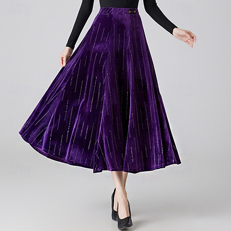 Ballroom Dance Skirts Crystals / Rhinestones Women's Performance Daily Wear High Velvet