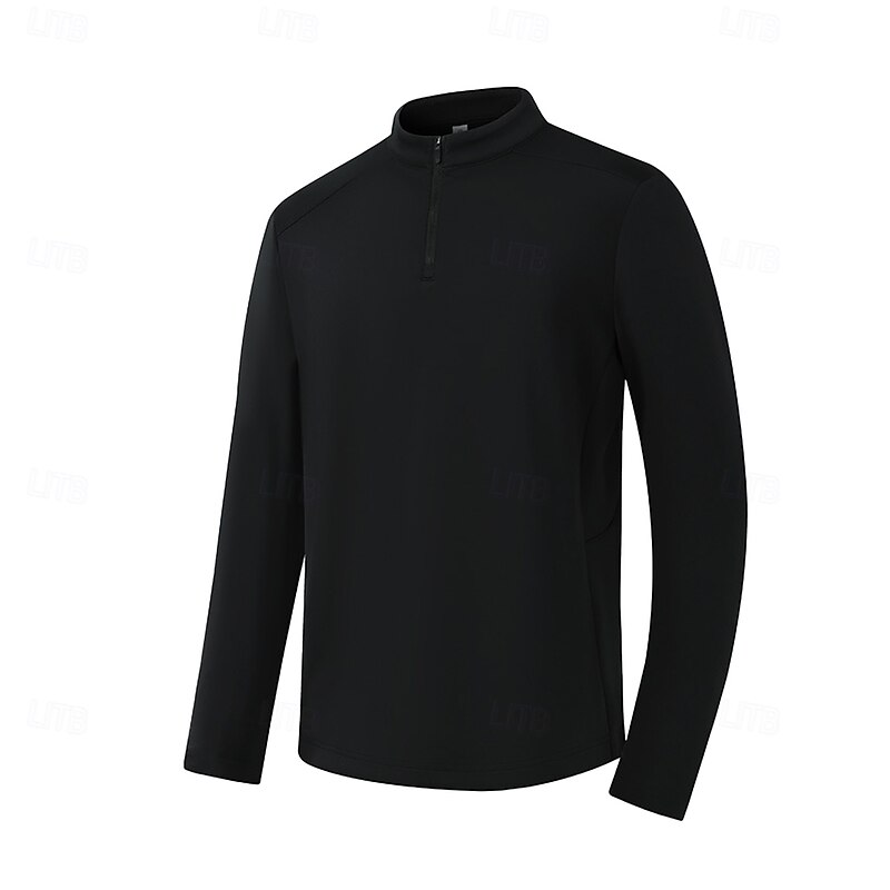 Men's Zip Up Hoodies Quarter Zip Sweatshirt Black Light Green Dark Gray Beige Standing Collar Plain Cool Casual Athletic Clothing Apparel Hoodies Sweatshirts  Long Sleeve3