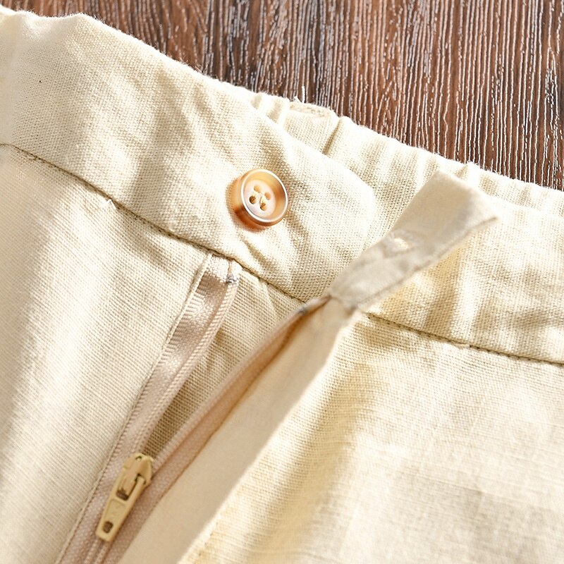 Men's Shorts Linen Shorts Summer Shorts Beach Shorts Pocket Elastic Waist Straight Leg Plain Comfort Breathable Knee Length Outdoor Business Daily Fashion Retro Vintage Black Navy Blue3