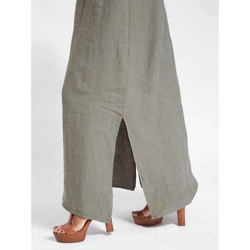 Women's Maxi Dress Cotton Linen Dresses Casual Dress Slip Dress Basic Casual Vacation Daily Regular Fit Plain Sleeveless Strap White Army Green Summer4