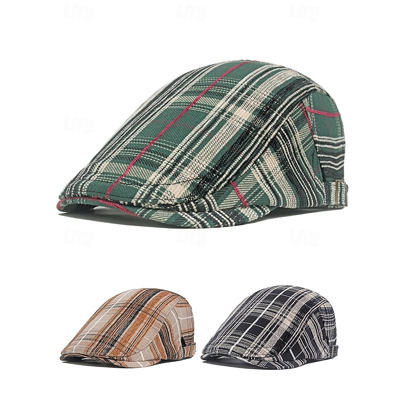 Men's Plaid Flat Cap – Vintage Style Newsboy Hat for St. Patrick's Day, Casual Outfits, Outdoor Activities and Everyday Wear2