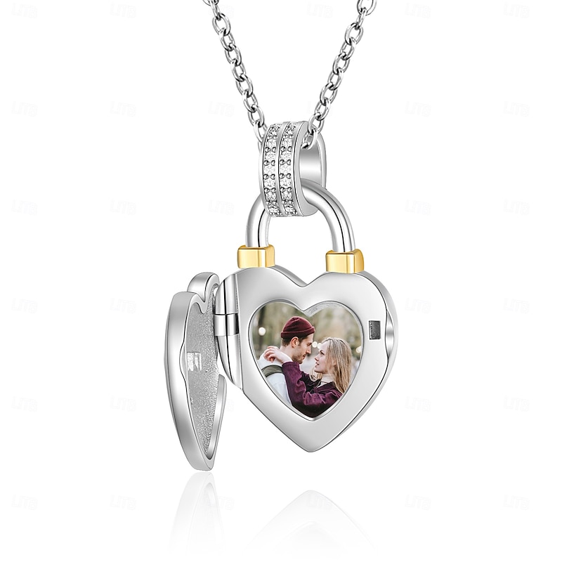 Personalized Heart Photo Locket Necklace Custom Best Gift for Mom – Custom Wedding Gift with Photo Inside, Adjustable Birthstone Color, Ideal for Special Occasions