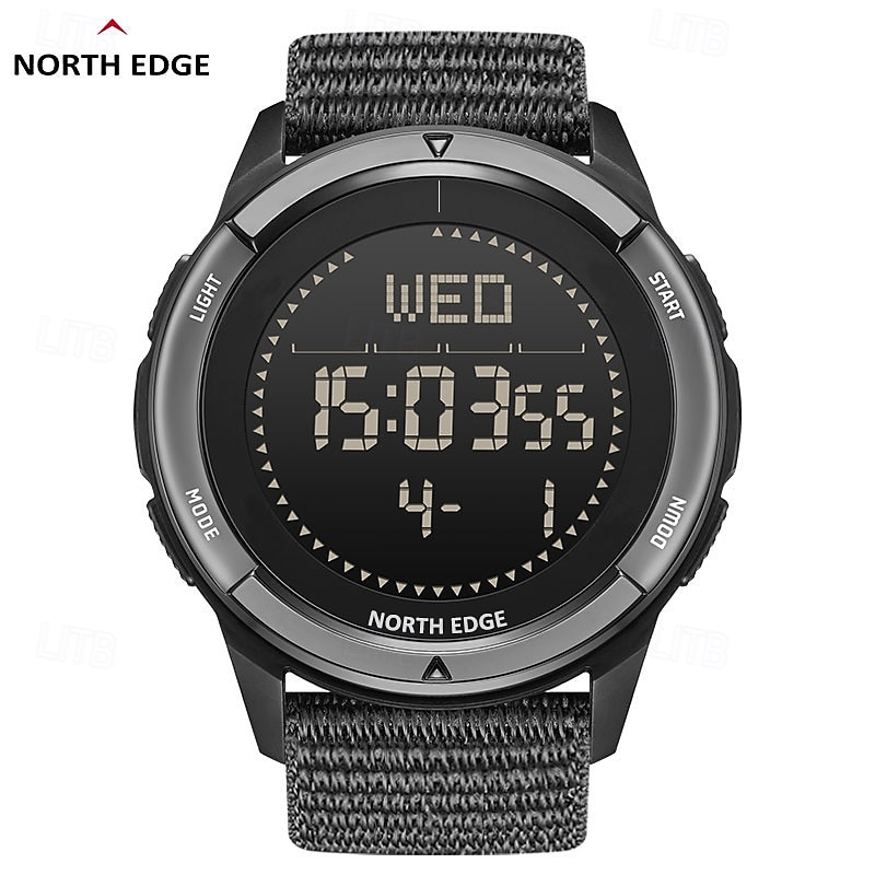 NORTH EDGE Men Digital Watch Outdoor Sports Compass Stopwatch Alarm Clock Date Nylon Strap Watch