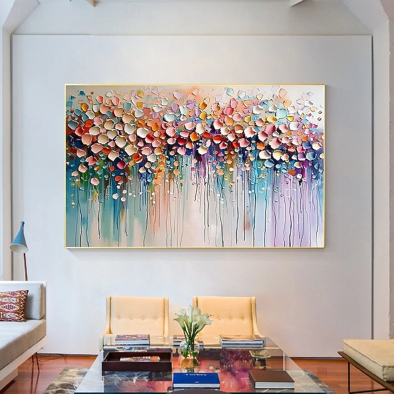 Hand Painted Oil Painting Original Wildflowers Painting 3D Texture Blooming Flower Painting Canvas Extra Large Size Flora Wall Art Wall Art Decor Rose Art2