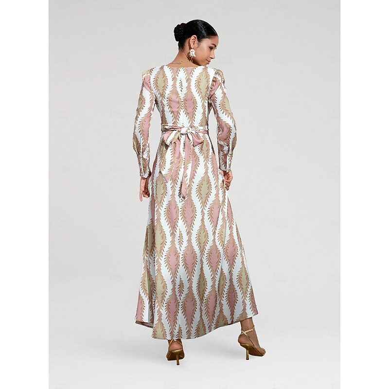 Satin Floral V Neck Maxi Dress White Long Sleeve Wedding Guest Dress Ascot Dress2