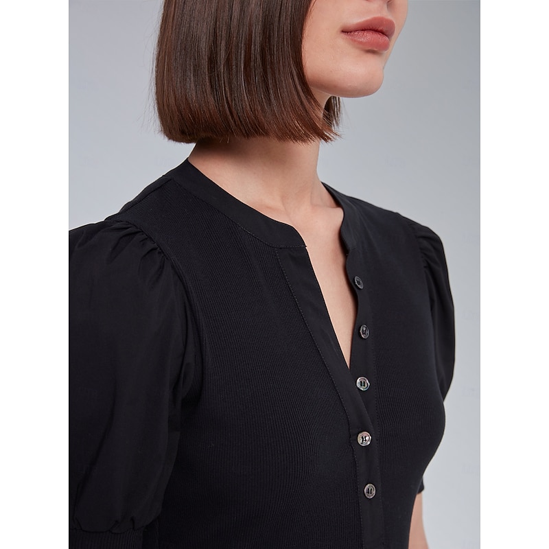 Puff Sleeve Fitted Top3