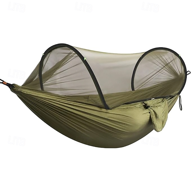 Camping Hammock, Portable Double Hammock with Net, 2 Person Hammock Tent with 2 Straps, Best for Outdoor Hiking Survival Travel