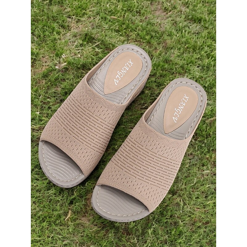 Women's Slip-On Sandals with Woven Knit Upper, Open-Toe Design and Cushioned Sole for Casual Summer Wear and Daily Comfort2