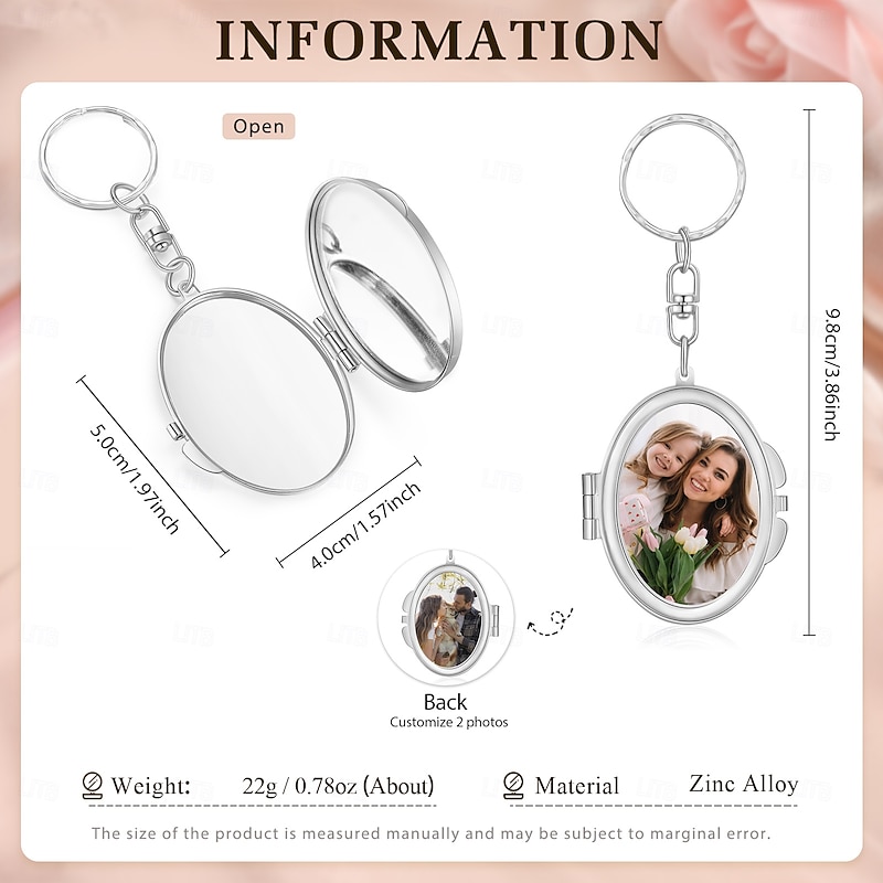 Personalized Double-Sided Oval Mirror Custom Best Gift for Mom - Customizable with Photos on Both Sides, Portable and Stylish, Perfect Gift for Girlfriend or Wife2