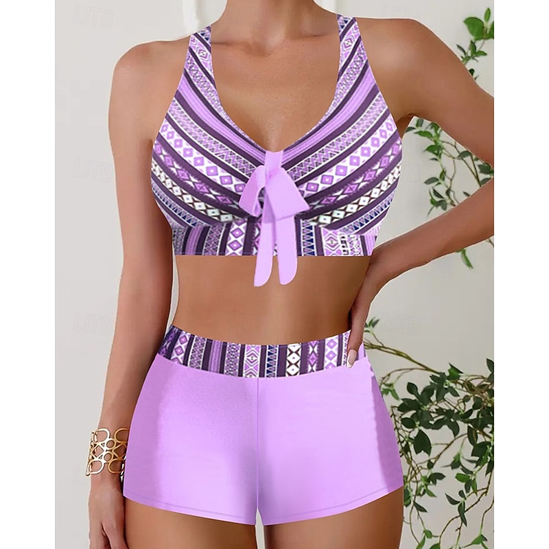 Women's Tankini Two Piece Swimsuit V Neck Swimwear Swimwear Black Blue Breathable Quick Dry Lightweight Sleeveless - Swimming Surfing Beach Summer Spring Plus Size4