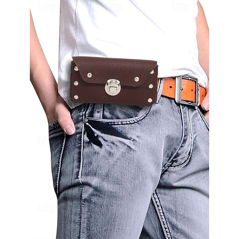 Men's Faux Leather Belted Mobile Waist Bag with Secure Lock Closure – Stylish, Adjustable, and Ideal for Casual Outings and Everyday Use Earth Yellow Black Coffee2