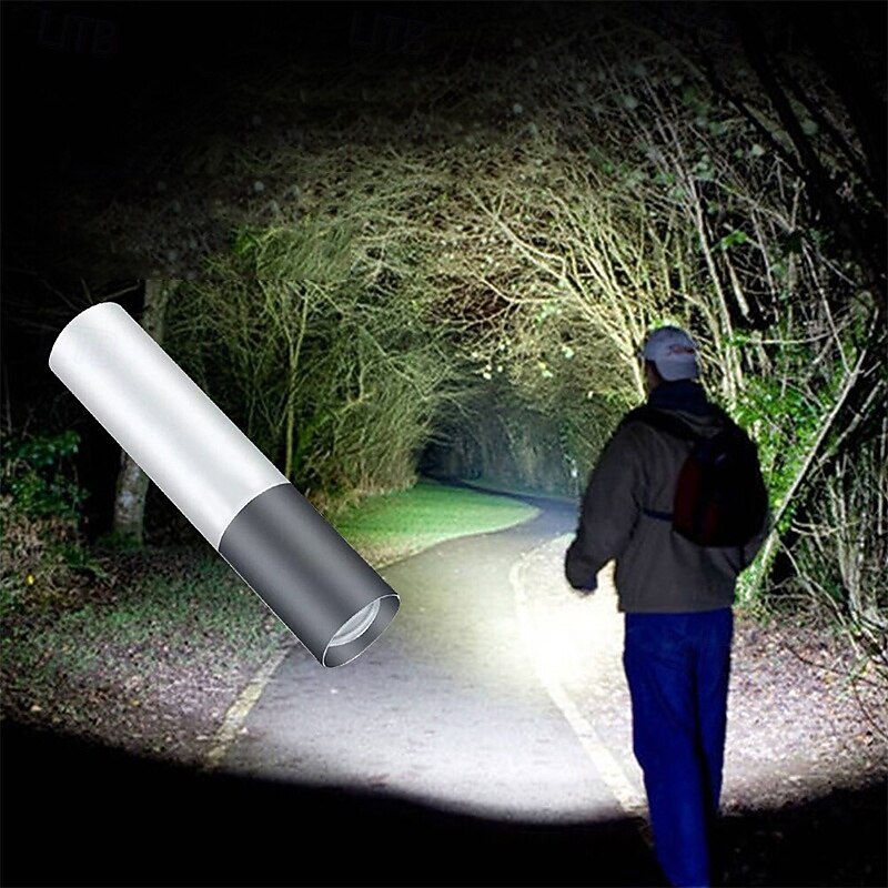 Mini Flashlight USB Rechargeable LED Flashlight Waterproof Telescopic Powerful Torch Lamp Outdoor Zoom Portable Torch3