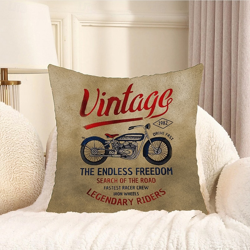 Vintage Motocycle Decorative Toss Pillows Cover 1PC Soft Square Cushion Case Pillowcase for Bedroom Livingroom Sofa Couch Chair
