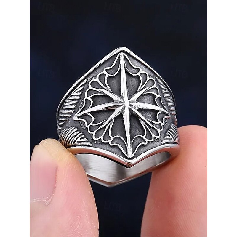 Men's Viking-Style Compass Rings – Retro Stainless Steel Jewelry for Cosplay, Daily Wear and Gifts