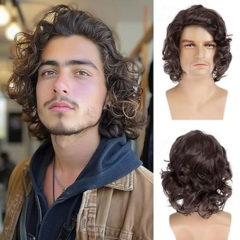 Mens Short Curly Wig Fluffy Cosplay Costume Hair Wig For Carvinal2