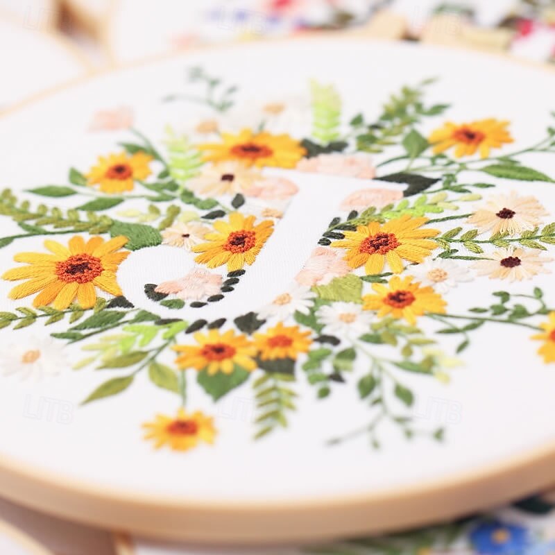 Flower Cross Stitch Kits for Beginners DIY Embroidery Kit for Kids Adults New Year Valentines Day Spring Birthday Gift Needlepoint Patterns with Embroidery Hoops Craft Supplies4