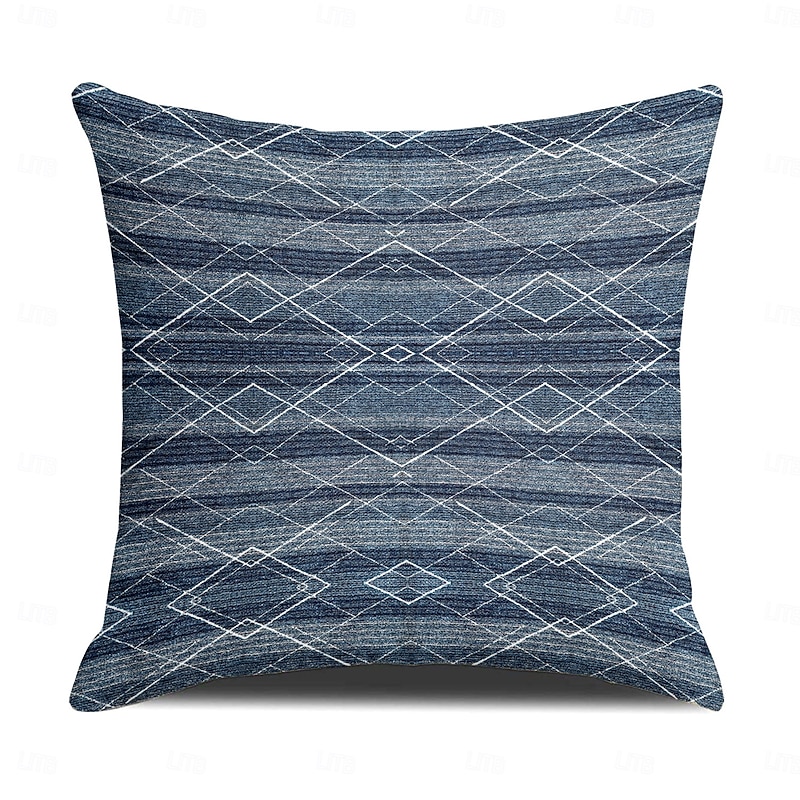 Vintage Decorative Toss Pillows Cover 1PC Geometric Soft Square Couch Cushion Case Pillowcase for Bedroom Livingroom Sofa Chair Blue4