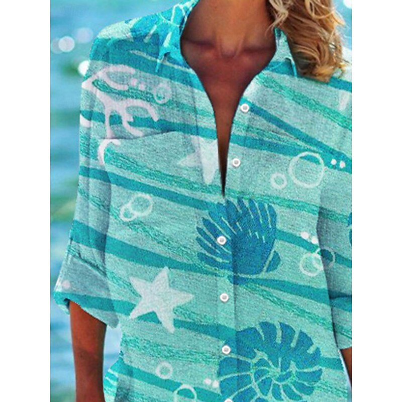 Women's Mini Dress Shirt Dress Casual Dress Shift Dress Daily Holiday Vacation Hot Shirt Collar Print Long Sleeve Summer Fall Spring Loose Fit Red Blue Green Rainbow Print2