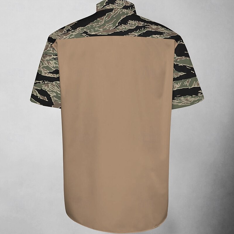 Men's Camouflage Stars Western Shirt Button Up Shirt Cowboy Shirt Long Sleeve Western Vintage Retro Outdoor Casual Spring Fall Turndown Collared Shirts Front Two Pockets Black Green Khaki4