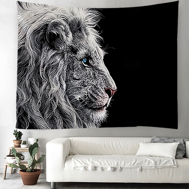 Animal Lion Hanging Tapestry Wall Art Large Tapestry Mural Decor Photograph Backdrop Blanket Curtain Home Bedroom Living Room Decoration3