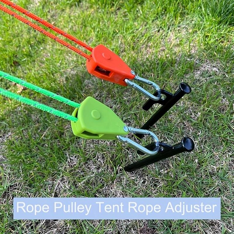 Camping Tent Tie Down Rope Tightener Fastening Wind Rope Pulley Ratchet Hangers Awning Rope Hook3