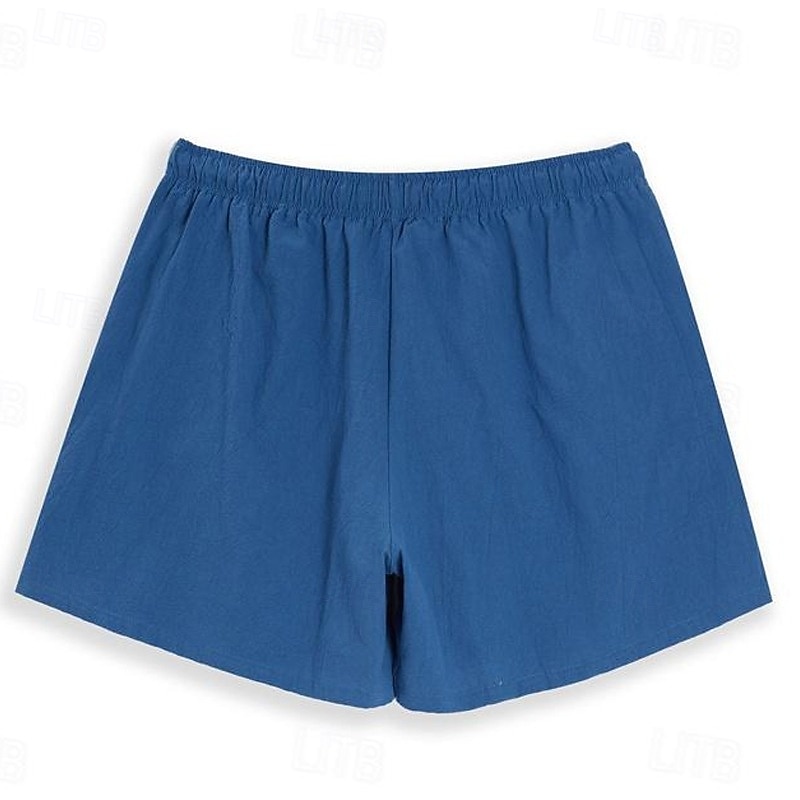 Men's Shorts Linen Shorts Summer Shorts Beach Shorts Drawstring Pocket Elastic Waist Plain Comfort Breathable Short Home Yoga Daily Fashion Classic Style Black White3