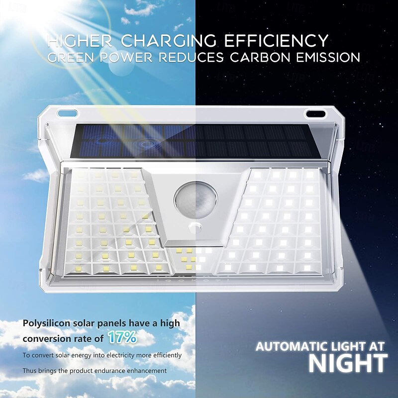 Outdoor Solar Waterproof Wall Lamp with Motion Sensor - 33/73 LED Beads IP65 Waterproof 270° Wide-Angle for Porch, Courtyard, Balcony and Garage Lighting 1pc4