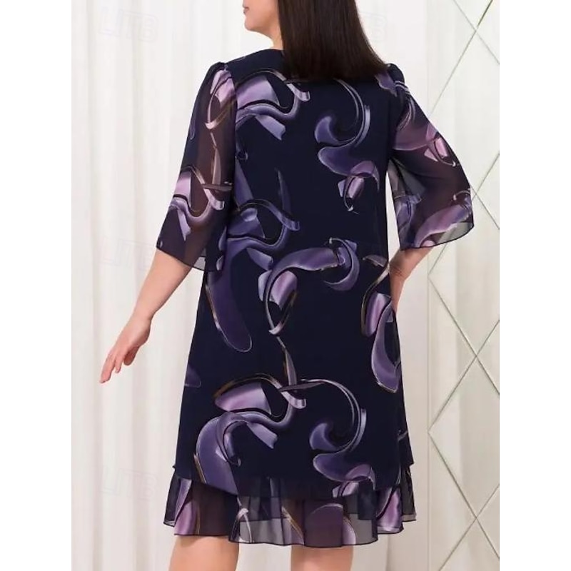 Women's Long Dress Maxi Dress Casual Dress A Line Dress Stylish Casual Vacation Daily Regular Fit Floral Half Sleeve Crew Neck Purple Summer Spring Fall3