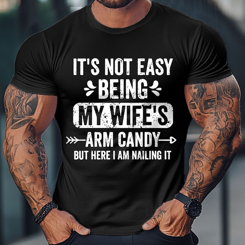 Valentine's Day Men's Letter Printed Candy Love Wife T Shirt Tee Top 100% Cotton Short Sleeve Graphic Shirt Black White Red Comfortable Tee Vacation Street Fashion Designer Clothing2