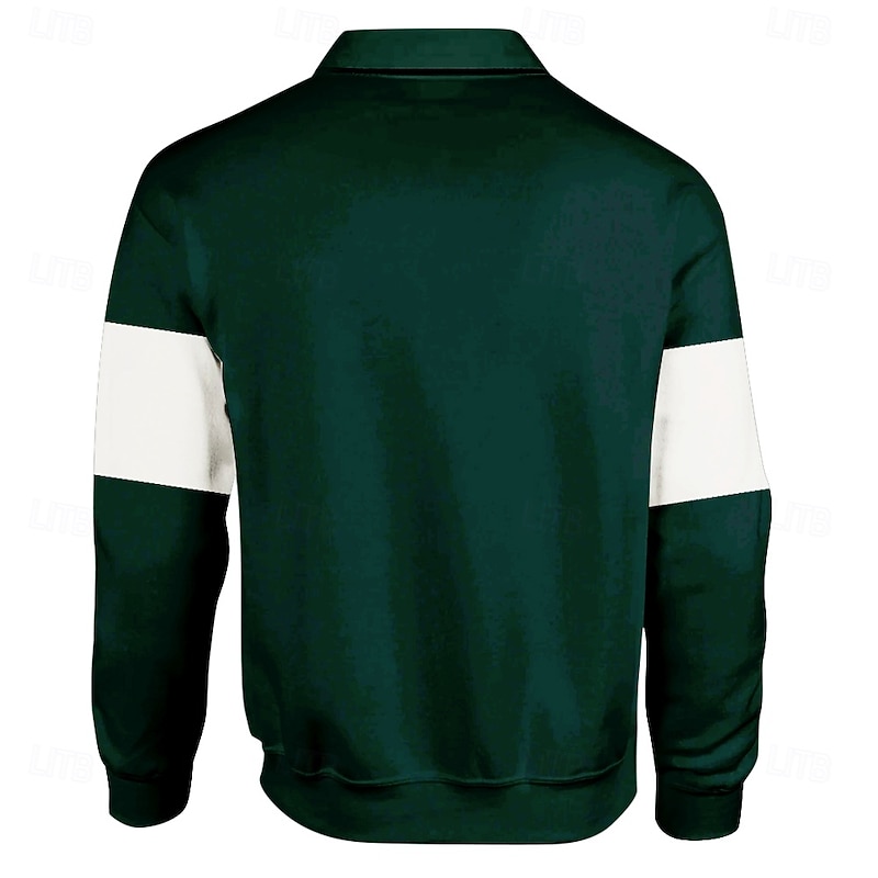 Men's Stripes Rugby Polo Long Sleeve Polo Shirts Collared Shirts Casual Outdoor Athleisure 3D Print Spring Fall Winter Blue Brown Green2