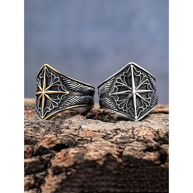 Men's Viking-Style Compass Rings – Retro Stainless Steel Jewelry for Cosplay, Daily Wear and Gifts4