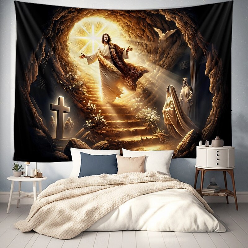 Hanging Tapestry Jesus Angel Wall Art Large Tapestry Mural Decor Photograph Backdrop Blanket Curtain Home Bedroom Living Room Decoration2