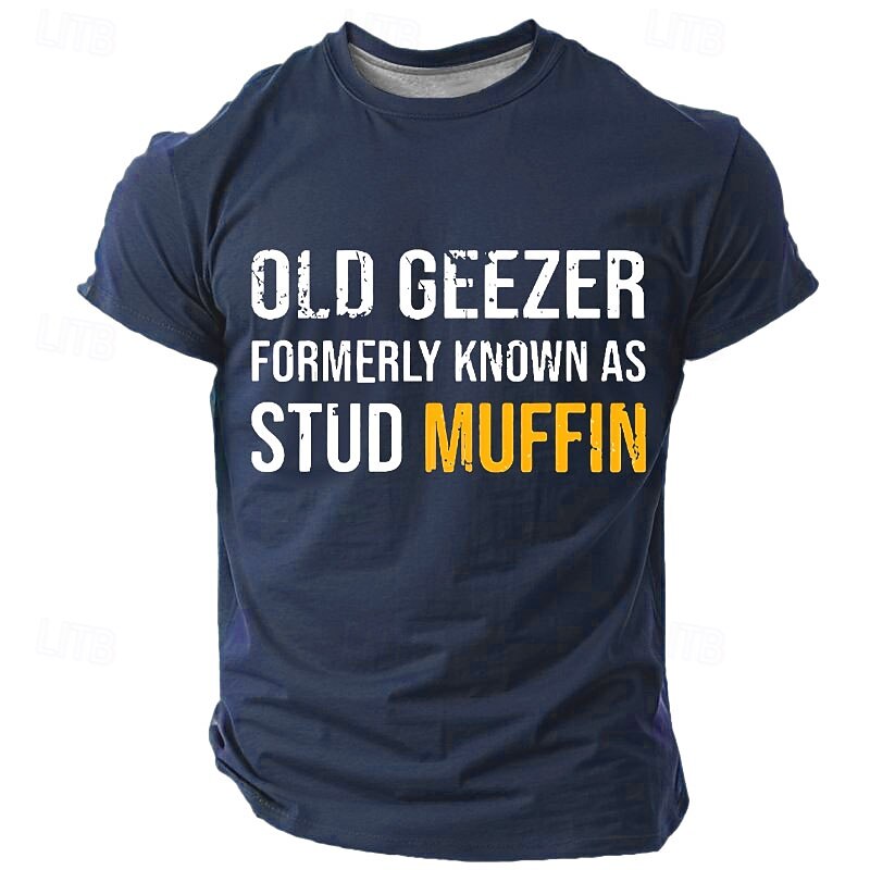 Men's Funny Old Geezer T-Shirt: 'Formerly Known As Stud Muffin' Humorous Graphic Novelty Short Sleeve Gift2