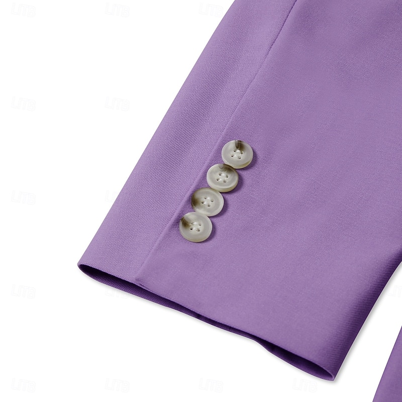 Men's Wedding Suits Notch Pink Burgundy Solid Colored Tailored Fit 3 Piece Single Breasted One-button4