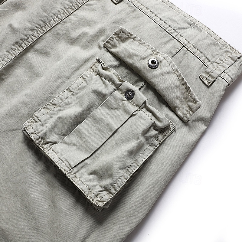 Men's Capri Cargo Shorts Cargo Shorts Shorts Hiking Shorts Buttons Multi Pocket Plain Comfort Soft Knee Length Outdoor Casual Daily Fashion Streetwear Black Red Micro-elastic3