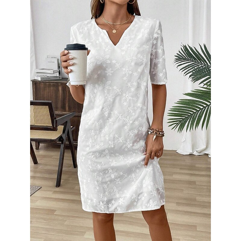 Women's Long Dress Maxi Dress White Dress Stylish Casual Vacation Party Daily Regular Fit Plain Half Sleeve V Neck White Spring Fall4