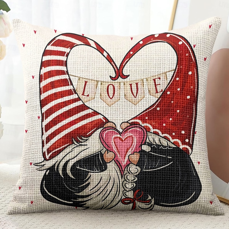 Wedding Heart Gnomes Decorative Toss Pillows Cover 1PC Soft Square Cushion Case Pillowcase for Bedroom Livingroom Sofa Couch Chair 28