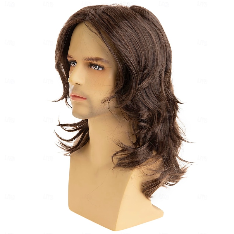 Long  Wigs for Men Synthetic Layered Wavy Cosplay Party Wig For Carvinal3