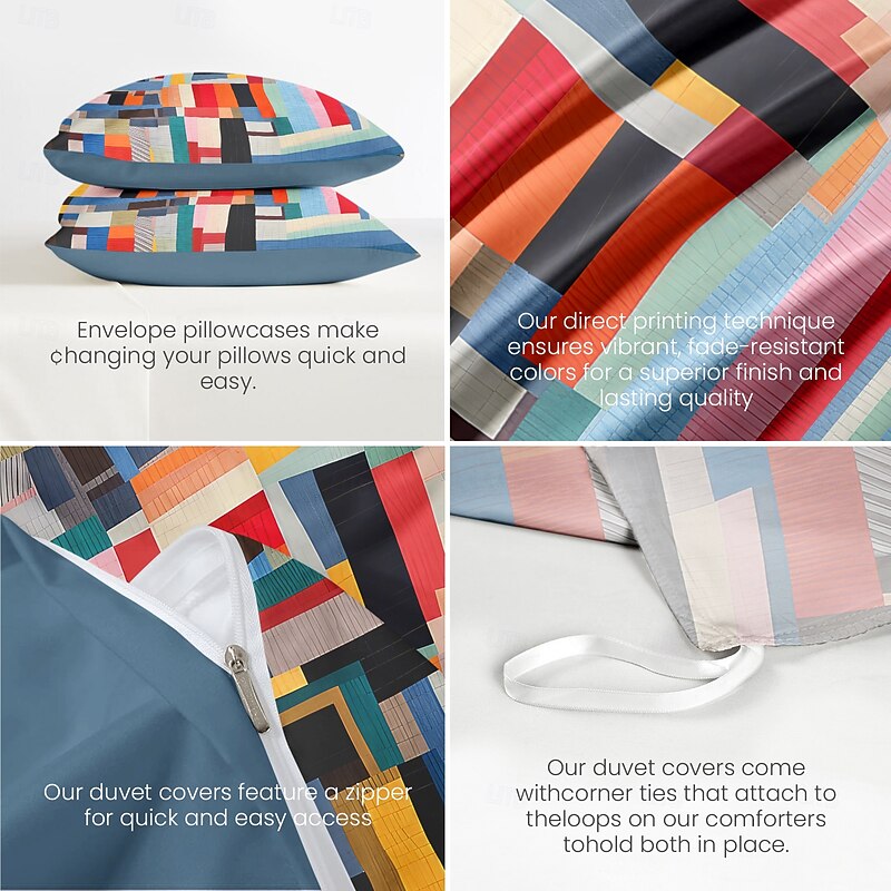 Christmas Duvet Cover Set with Festive Stripe Pattern Cozy Christmas Comforter Set Full Holiday Bedding Includes Duvet Cover and Pillowcases Perfect for Adding Seasonal Cheer to Your Bedroom4