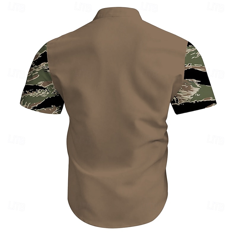 Men's Camouflage Western Shirt Cowboy Shirt Short Sleeve Western Vintage Retro Outdoor Casual Summer Spring Turndown Button Up Collared Shirts Front Two Pockets Black Green Khaki4