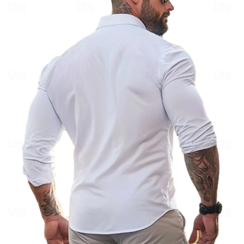 Men's Cow Letter Printed Western Shirt Button Up Shirt Shirt Jacket Long Sleeve Fashion Casual Outdoor Streetwear Spring Fall Turndown Collared Shirts Front Two Pockets White Pink Light Blue4