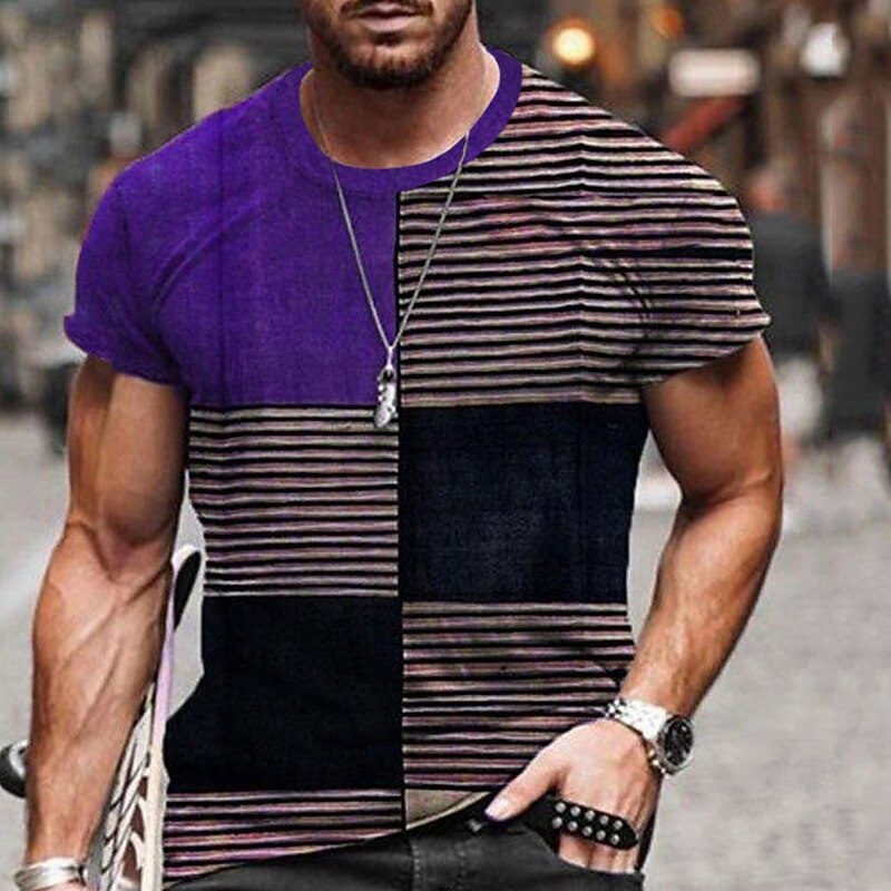 Men's Plus Size Shirt Big and Tall Color Block Crew Neck Short Sleeve Summer Designer Basic Slim Fit Big and Tall Casual Daily Tops2