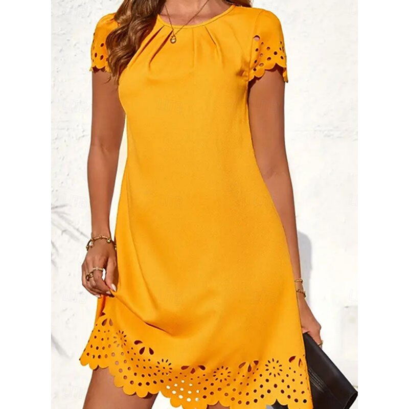 Women's Mini Dress Black Dress Casual Dress Basic Casual Vacation Daily Regular Fit Plain Short Sleeve Crew Neck Black Yellow Pink Summer2