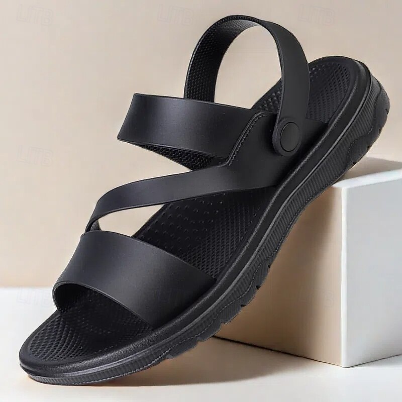 Men's Black Comfort Sandals – Adjustable Straps, Non-Slip Sole, Casual and Durable Footwear for Everyday Wear