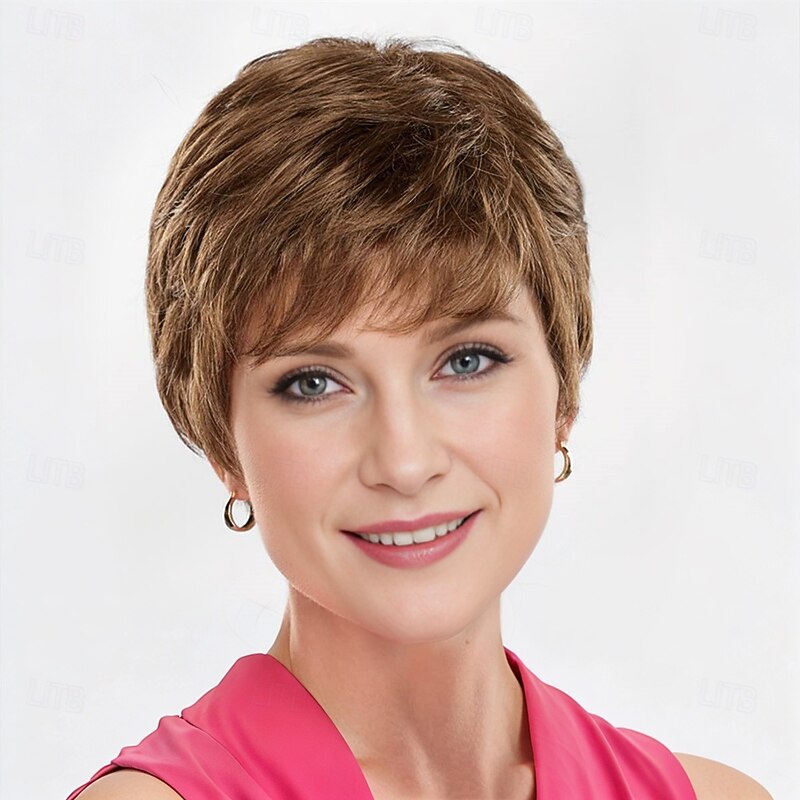 Casey WhisperLite Wig Short Ultra-Chic Pixie Wig with Neat Straight Layers / Multi-tonal Shades of Blonde Silver Brown and Red2
