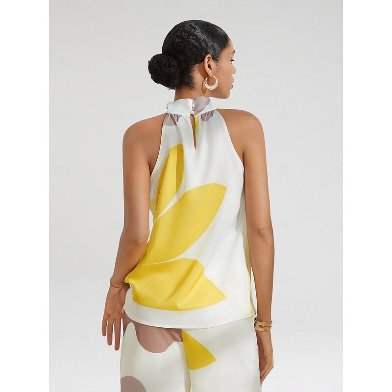 Women's Floral Vacation Daily Wear Casual Daily Sleeveless White Floral Style Sleeveless Halter Neck Summer2