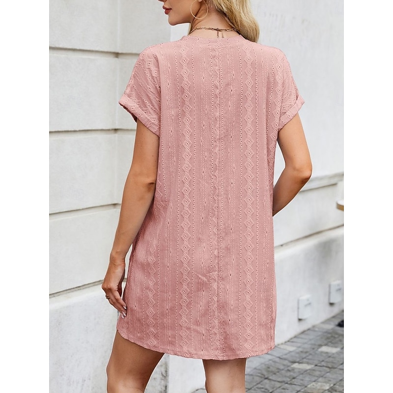 Women's Mini Dress Casual Dress T Shirt Dress Tee Dress Stylish Basic Casual Vacation Daily Regular Fit Plain Short Sleeve Crew Neck Pink Sky Blue Orange Gray Summer2