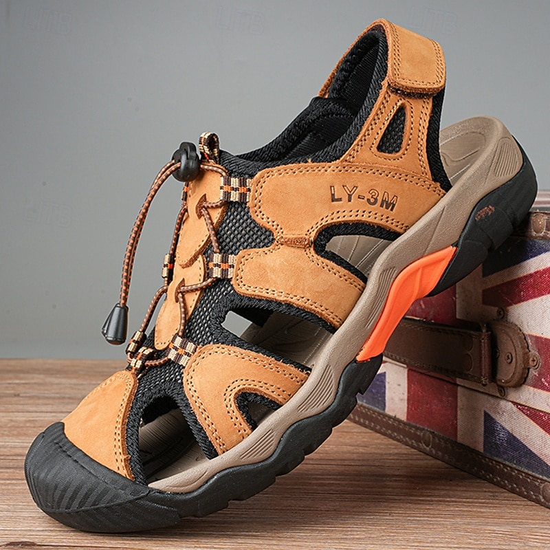 Men's Closed-Toe Outdoor Sandals – Durable Suede and Mesh Design with Adjustable Straps, Anti-Slip Sole, Perfect for Hiking and Summer Adventures