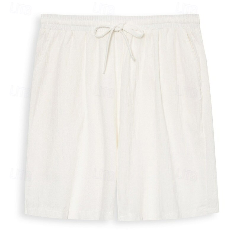 Men's Shorts Summer Shorts Beach Shorts Drawstring Elastic Waist Straight Leg Plain Comfort Breathable Knee Length Daily Holiday Beach Vacation Fashion White Navy Blue Micro-elastic3